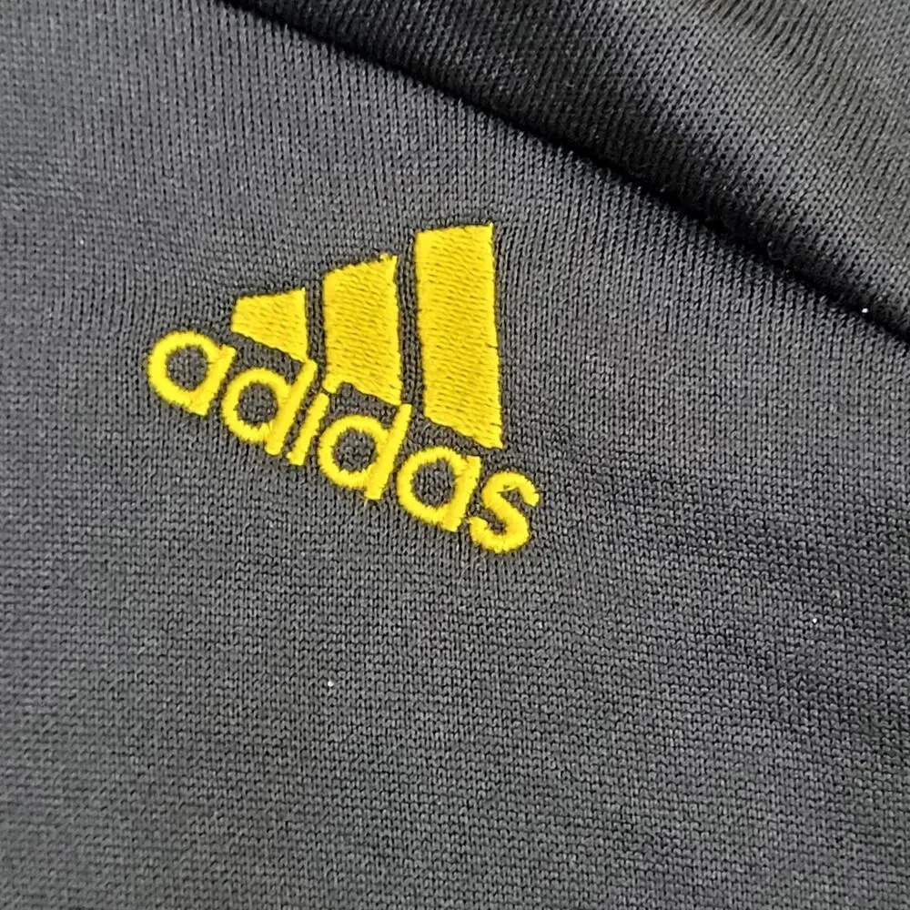 ADIDAS Trefoil 1/4 Zip Jacket Large 22x28 Navy Yellow Trim